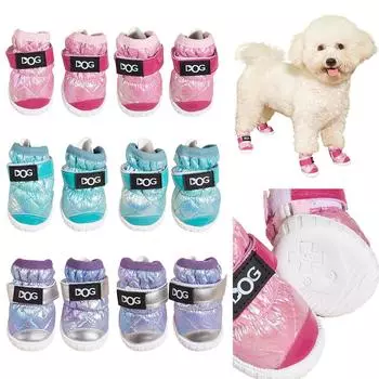 Модная зимняя обувь для собак, теплые зимние сапоги, водонепроницаемые нескользящие ботинки для маленьких и больших собак, чихуахуа, французский бульдог, пудели 1