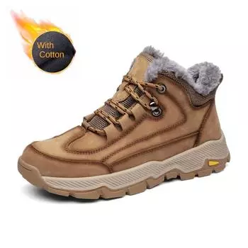 Модная зимняя обувь из высококачественного хлопка, мужские походные ботинки, теплые плюшевые зимние ботинки, мужские ботинки для пустыни, ботинки для холодной погоды, бесплатная доставка 38 жёлтый