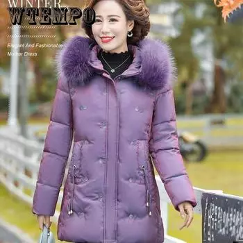 Модная зимняя одежда для матери среднего возраста, пальто средней длины, плюс бархатная стеганая пуховая куртка XXXXXL