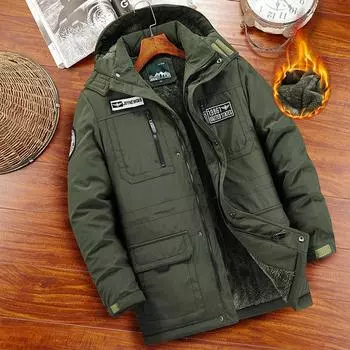 Модная зимняя парка для мужчин, утепленные пальто с капюшоном, повседневная теплая ветровка, мужские зимние куртки, верхняя одежда S чёрный