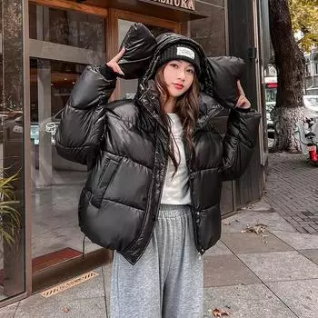 Модная зимняя повседневная хлопковая куртка для женщин корейское свободное короткое пальто из хлопка теплая верхняя одежда большого размера из плотной ткани M красный