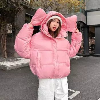 Модная зимняя повседневная хлопковая куртка для женщин корейское свободное короткое пальто из хлопка теплая верхняя одежда большого размера из плотной ткани M красный
