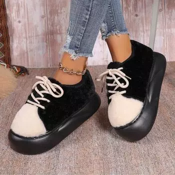 Модная зимняя повседневная обувь, женские зимние ботинки, новые плюшевые утепленные толстые подошвы, хлопковые туфли на шнуровке, теплые уличные туфли на нескользящей платформе 36-37 хаки