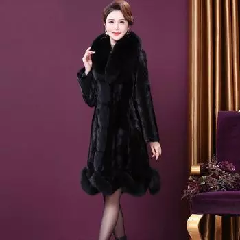 Модная зимняя шуба из искусственного меха больших размеров для женщин, теплая и мягкая одежда S чёрный