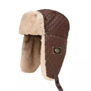 Модная зимняя теплая флисовая кепка Lei Feng с подкладкой из бархата для мужчин и женщин, шлем для велоспорта на открытом воздухе из овечьей шерсти, защита ушей, летная шапка One Size темно-коричневого