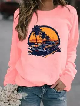 Модная зимняя толстовка с круглым вырезом и длинными рукавами для женщин, украшенная различными популярными узорами S