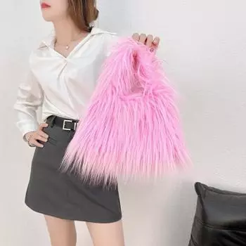 Модная зимняя женская сумка из искусственного меха, теплая, симпатичная квадратная сумка из меха для девочек, плюшевая сумка через плечо 25x13x18cm бежевый