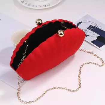 Модная знаменитость красная жемчужная пряжка ракушка ужин новая простая темпераментная женская сумка-клатч на цепочке красный