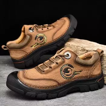 МоднаяКлассическая мужская обувь из натуральной кожи, повседневная обувь, мужские брендовые нескользящие мужские кроссовки, удобная обувь для скалолазания на открытом воздухе для мужчин, походная обувь 38 темно-коричневого