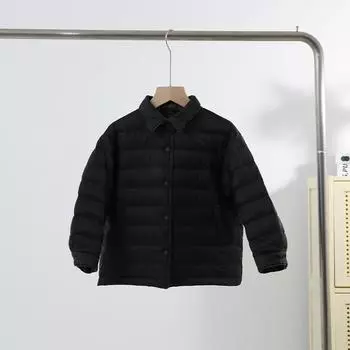 МОДНАЯ детская пуховая куртка новая зимняя для мальчиков и девочек детская короткая тонкая куртка тонкая одежда 90% белый утиный пух с обеих сторон 110cm жёлтый