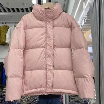 МОДНАЯ короткая куртка-пуховик для женщин, маленьких мужчин, зимняя, новая корейская версия, универсальная, утолщенная, свободная, белая куртка на утином пуху one size fits all