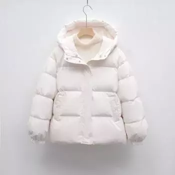 МОДНАЯ куртка-пуховик свободного покроя из белого утиного пуха, однотонная, простая, с капюшоном, женская, новая, зимняя, теплая, утолщенная, модная Одежда S светло-синий