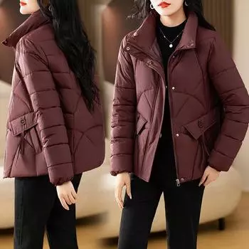 МОДНАЯ куртка с хлопковой подкладкой женская 2024 новый дизайн с воротником-стойкой маленькая ароматная легкая куртка с хлопковой подкладкой женская короткая куртка Одежда M чёрный