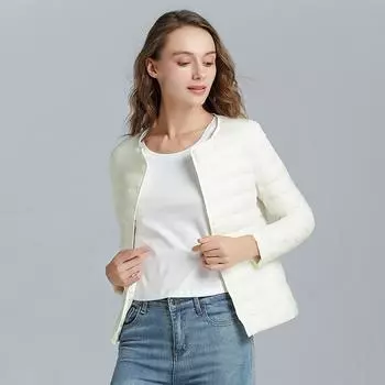 МОДНАЯ куртка с круглым вырезом, тонкая, с коротким внутренним слоем, женская, большого размера, новая, легкая и тонкая, утолщенная куртка без воротника, Одежда M серый