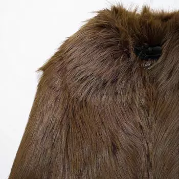 МОДНАЯ одежда 2024 года, европейская и американская зимняя новая, темпераментная, воротник-лацкан, длинный рукав, искусственный мех, теплое пальто, женская одежда XS