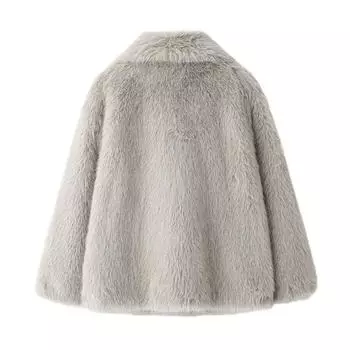 МОДНАЯ одежда 2024 новый мех женская мода темперамент искусственный эффект короткая куртка куртка Одежда XS