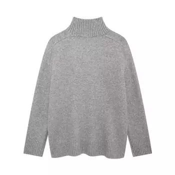 МОДНАЯ одежда Европейский и американский стиль 2024 новая женская одежда свободный воротник-стойка свитер с плоской иглой вязаный Одежда S