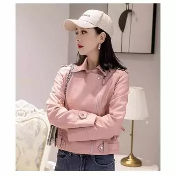 МОДНАЯ одежда и зимняя новая женская кожаная куртка куртка европейского размера женская кожаная одежда женская локомотивная кожаная одежда одежда S чёрный