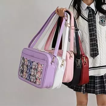 МОДНАЯ Простая прозрачная женская сумка Fresh Girls JK Сумка Симпатичная студенческая цветная сумка через плечо Большая вместительная сумка через плечо 2024 фиолетовый