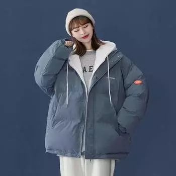 МОДНАЯ взрывная хлопковая куртка с подкладкой из хлопка, короткая женская студенческая хлопковая куртка зима 2024 года, новая маленькая свободная Одежда S чёрный