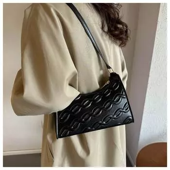 МОДНАЯ женская сумка из искусственной кожи с цепочкой в полоску, женская сумка на плечо, модная женская сумка под подмышками, повседневная женская сумка в стиле ретро, маленький клатч чёрный