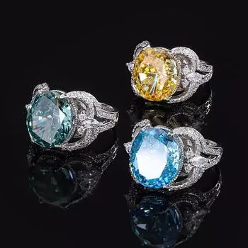 Модное 18-каратное позолоченное кольцо 12*14 мм Необычное яркое кольцо из курнда для женщин, подарок на помолвку, стерлинговое серебро 925 пробы, ювелирные изделия 9