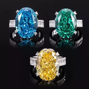 Модное 18-каратное позолоченное кольцо 13*18 мм овальной огранки с граненым драгоценным камнем для женщин, подарок на помолвку, ювелирные изделия из стерлингового серебра 925 пробы 9