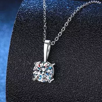 Модное 1CT бесцветное ожерелье из муассанита круглой огранки для женщин, оригинальное серебро 925 пробы, подарок на день рождения, кулон, ювелирные изделия
