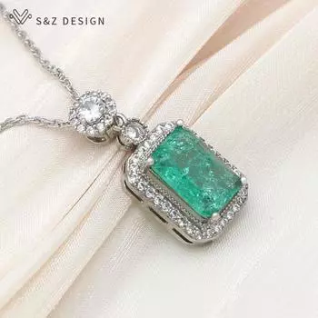 Модное элегантное белое золото цвета прямоугольник ледяная трещина кристалл кулон ожерелье для женщин свадебные украшения с цирконием подарок