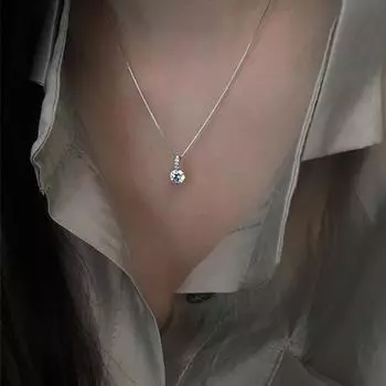 Модное элегантное блестящее серебряное колье-чокер с круглыми бусинами из циркония класса ААА на ключицу A