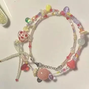 Модное элегантное изящное красочное ожерелье из бисера с бантом для женщин и девочек, ожерелье с подвеской в виде банта, повседневная одежда, ювелирные изделия, подарки