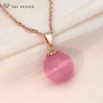 Модное элегантное ожерелье цвета розового золота с круглыми опалами и бусинами «кошачий глаз» для женщин, свадебная вечеринка, модные ювелирные изделия