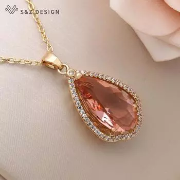 Модное элегантное ожерелье с подвеской из кубического циркония цвета шампанского для женщин, ювелирные изделия для свадебной вечеринки, модный изысканный подарок