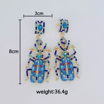Модное эмалированное ожерелье в виде жука, серьги в виде насекомых для тяжелой промышленности, женские аксессуары