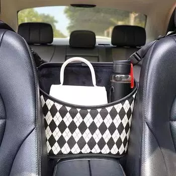 Модное автокресло, средняя вешалка для хранения, автодержатель для сумки между сиденьями, карманы для чашки с водой, укладка, черно-белая сетка