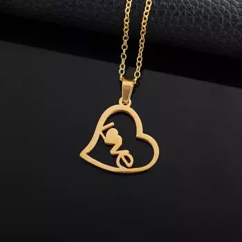 Модное ажурное популярное ожерелье из нержавеющей стали с надписью «Любовь» с ажурным рисунком, романтический праздничный подарок на вечеринку, ювелирное украшение с подвеской серебряный