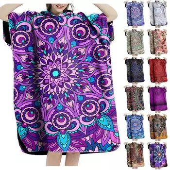 Модное банное полотенце с капюшоном, халат с короткими рукавами, быстросохнущий сменный плащ, накидка AS SHOWN чёрный