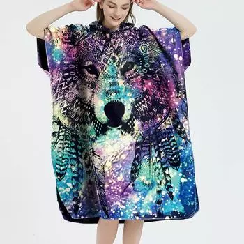 Модное банное полотенце с капюшоном, халат с короткими рукавами, быстросохнущий сменный плащ, накидка AS SHOWN