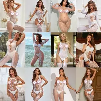 Модное белое нижнее белье для женщин, рыболовная сеть, чулки для всего тела, одежда для ночных клубов, комплект для секса, женский эротический сетчатый боди XXS