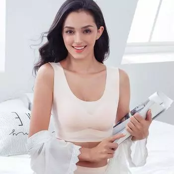 Модное бесшовное нижнее белье с красивой спиной, женское без стального кольца, спортивный жилет большого размера, толстый мм, тонкий противоударный бюстгальтер для сна с большой грудью 75BC