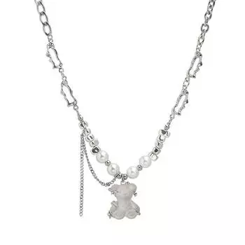 Модное богемное ожерелье с милым медведем, жемчужное колье, ожерелье для женщин и мужчин, шейные цепочки с жемчугом и бисером, воротник, модная цепочка на ключицы, подарок