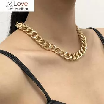 Модное большое ожерелье для женщин, скрученное золотого цвета, посеребренное, массивное, толстое, с замком, колье-цепочка, украшения для вечеринок, подарки