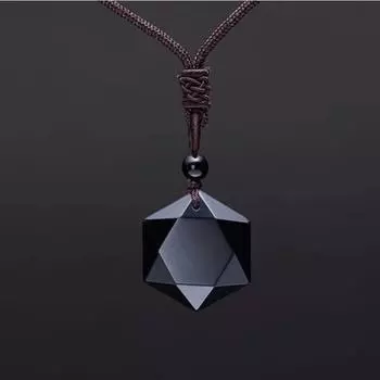 Модное черное обсидиановое ожерелье с подвеской из обсидиана, подвеска в виде звезды, хрустальные украшения Lucky Love с бесплатной веревкой, прямая поставка чёрный