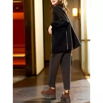 Модное черное пальто сращивания для женщин осень 2024 года, новый свободный топ, большой размер, женская модная тенденция M чёрный