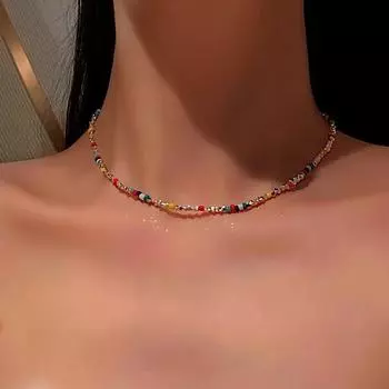 Модное цветное бисерное нерегулярное сломанное серебряное ожерелье, ювелирное изделие ручной работы, подходящее для подарков друзьям, женщинам и девушкам.