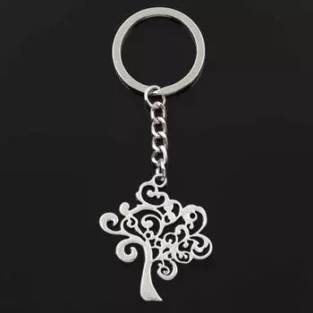 Модное дерево мира 42x37 мм кулон 30 мм брелок для ключей металлическая цепочка бронзовый мужской автомобильный подарок сувенирный брелок серебряный