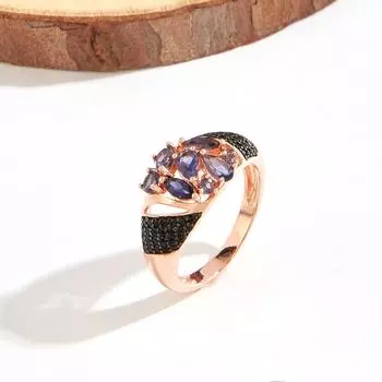 Модное дизайнерское шикарное серебряное кольцо с натуральным драгоценным камнем иолитом, модные украшения для женщин, обручальное кольцо, подарок US RING SIZE:7# синий