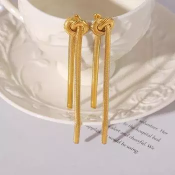 Модное длинное ожерелье с кисточками в виде змеи из золота с золотым покрытием 18 карат, комплект из титановой стали