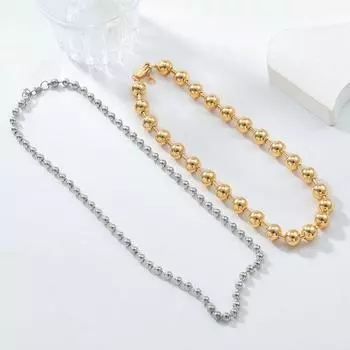 Модное двухслойное ожерелье из бисера Темперамент Ключичная цепочка Металлические бусины Цепи Чокер Девушка Necklace