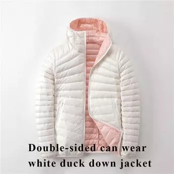 Модное двустороннее носимое пальто с капюшоном, легкая белая куртка на утином пуху больших размеров, женская весна-осень 2021 4XL чёрный/винный